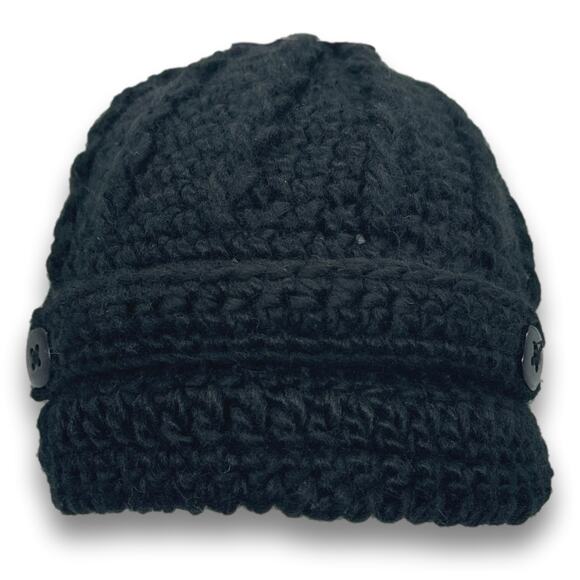 Women's Thick Knitted Beanie With Buttons Fashion Skull Cap Fall Winter Hat - Picture 2 of 8